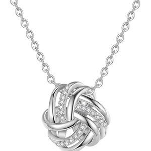 Sterling Silver Love Knot Earrings Necklaces for Women Girls, Romantic Love Fore